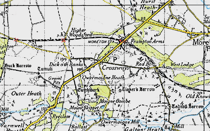 Old map of Tinker's Barrow in 1945