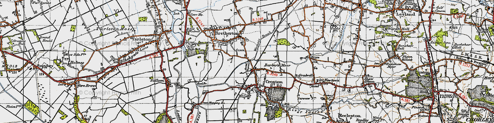 Old map of Croston in 1947