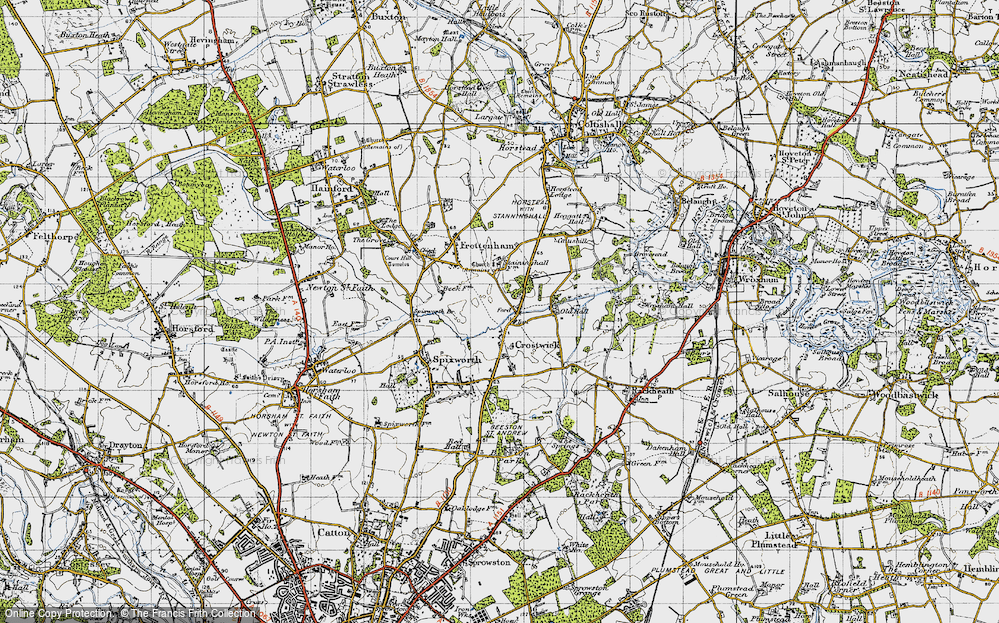 Old Map of Crostwick, 1945 in 1945