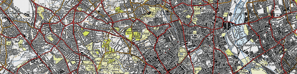 Old map of Crouch End in 1945