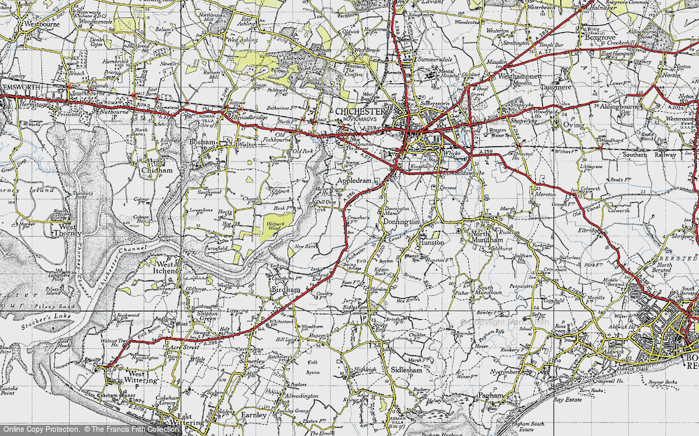 Old Map of Historic Map covering Chichester Canal in 1945