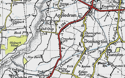 Old map of Chichester Canal in 1945
