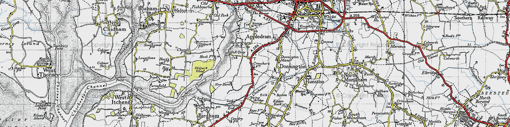 Old map of Chichester Canal in 1945