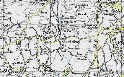 Old map of Crow's Nest in 1946