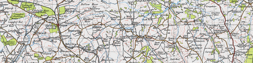 Old map of Blackworthy in 1946