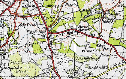 Old map of Marwell Manor in 1945