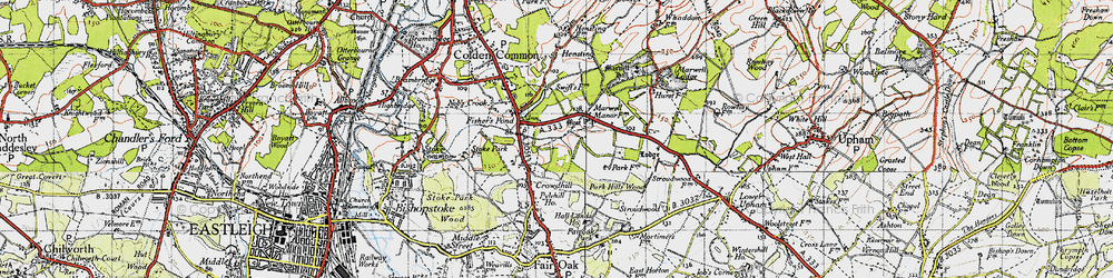 Old map of Marwell Manor in 1945