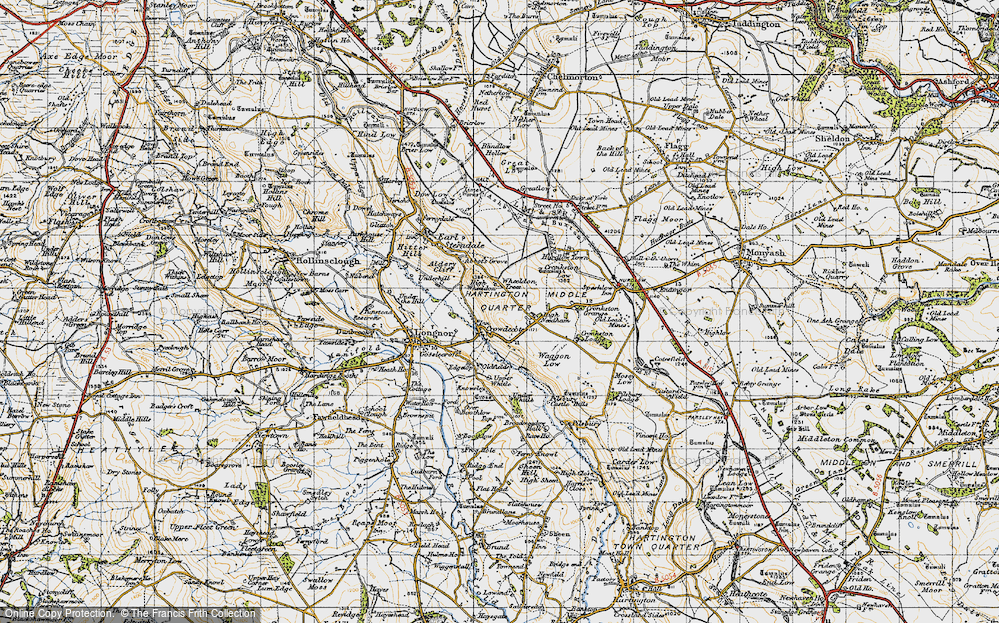 Old Map of Historic Map covering Wheeldon Trees in 1947
