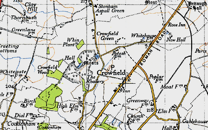 Old map of Crowfield in 1946