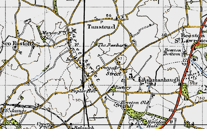 Old map of Crowgate Street in 1945