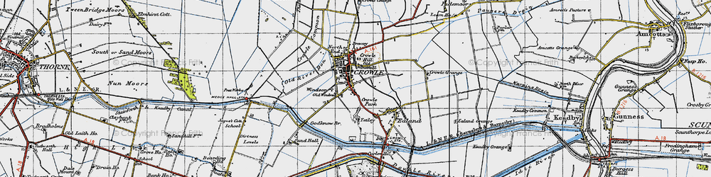 Old map of Crowle in 1947