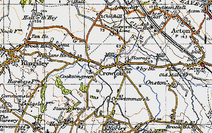 Old map of Crowton in 1947