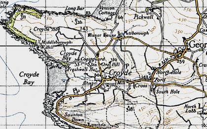 Old map of Croyde in 1946