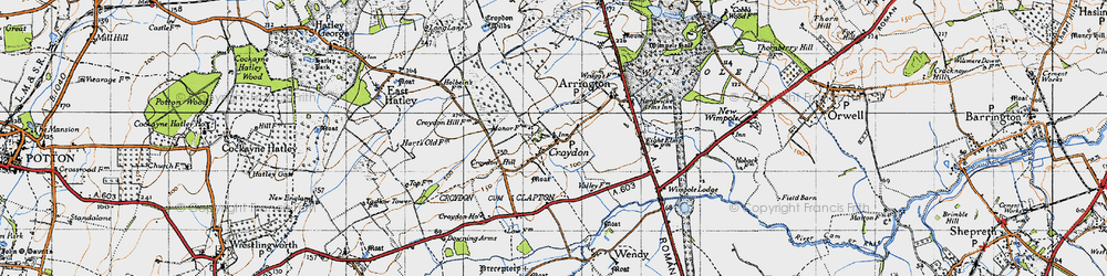 Old map of Croydon in 1946