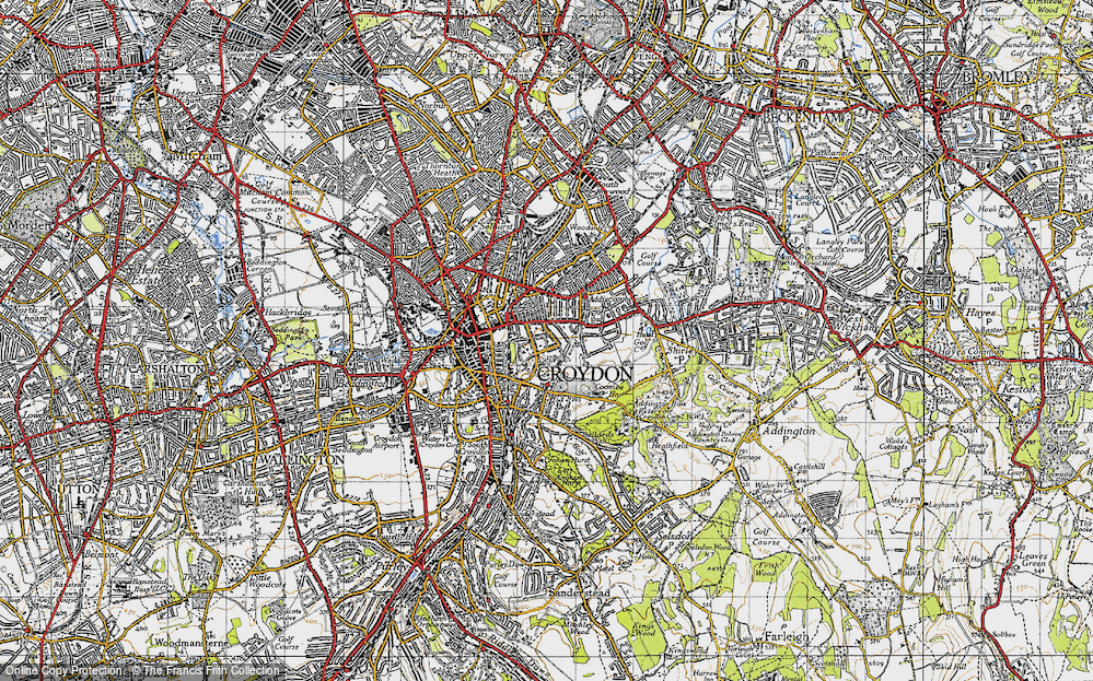 Old Map of Croydon, 1946 in 1946
