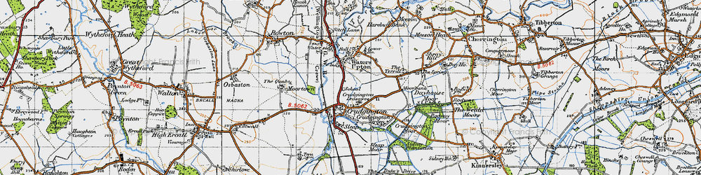 Old map of Crudgington in 1947