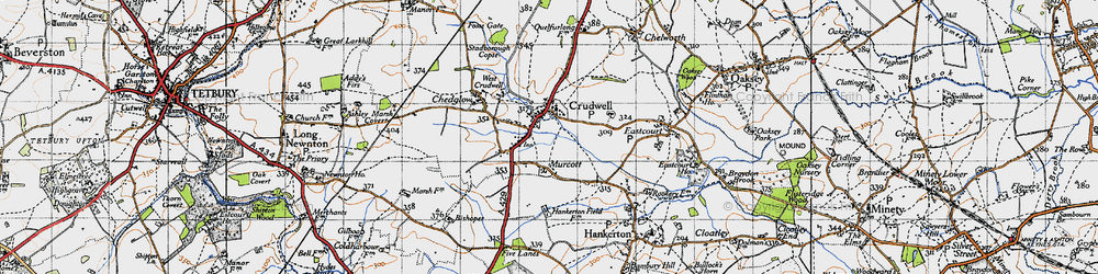 Old map of Crudwell in 1947