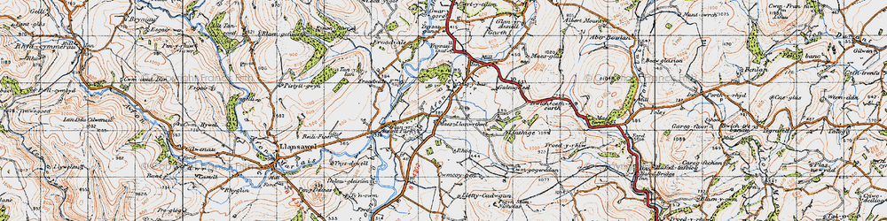 Old map of Crugybar in 1947