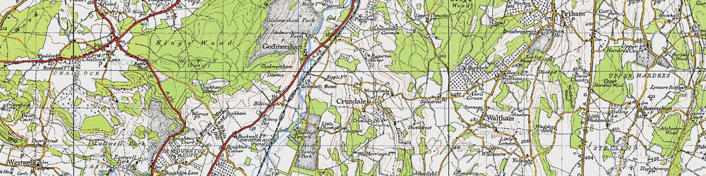 Old map of Crundale in 1940