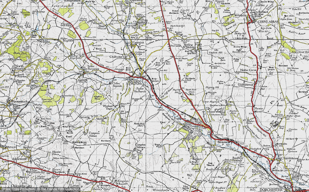 Old Map of Cruxton, 1945 in 1945