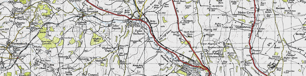 Old map of Break Heart Hill in 1945