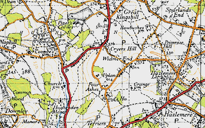 Old map of Cryers Hill in 1947