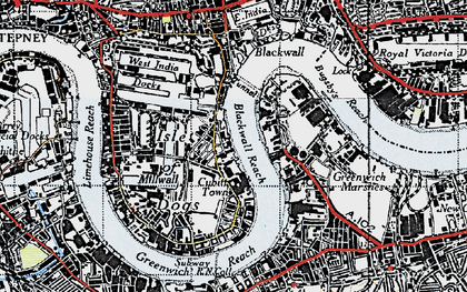 Old map of Cubitt Town in 1946