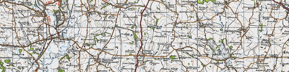 Old map of Cubley Common in 1946