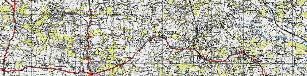 Old map of Cuckfield in 1940