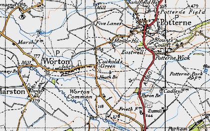 Old map of Cuckold's Green in 1940