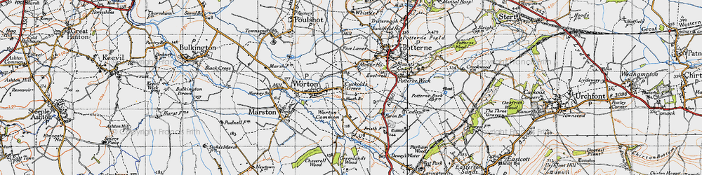 Old map of Cuckold's Green in 1940