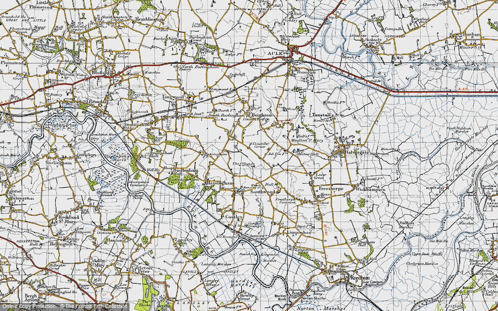 Old Map of Cucumber Corner, 1945 in 1945