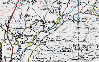 Old map of Boulters Tor in 1946
