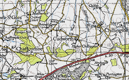 Old map of Cudworth in 1945