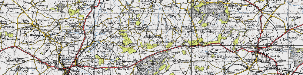 Old map of Cudworth in 1945