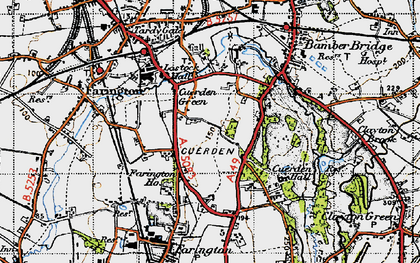 Old map of Cuerden Green in 1947