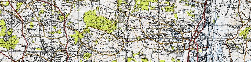 Old map of Cuffley in 1946