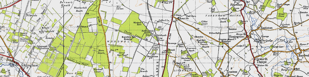 Old map of Culfordheath in 1946
