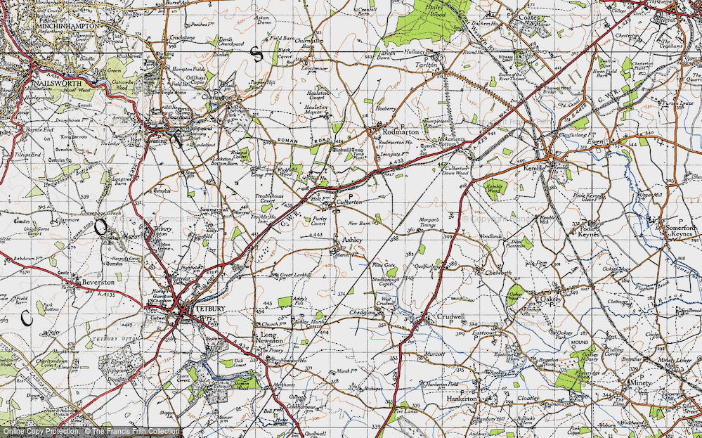 Old Map of Historic Map covering Wickfield Wood in 1947