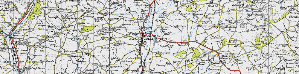 Old map of Cullompton in 1946