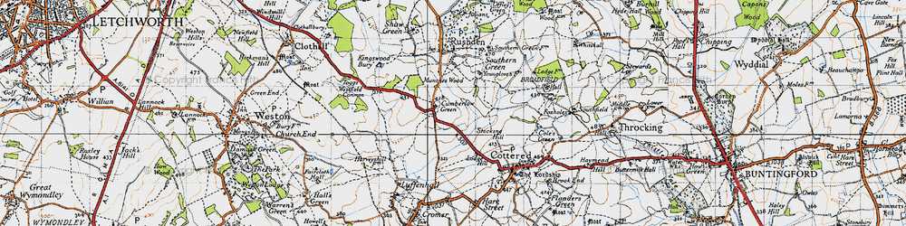 Old map of Cumberlow Green in 1946