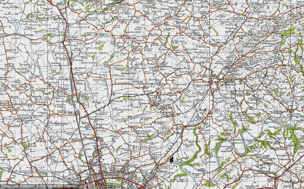 Old Map of Historic Map covering Withy Trees in 1947