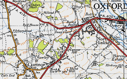 Old map of Cumnor Hill in 1947