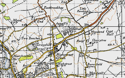Old map of Cupid Green in 1946