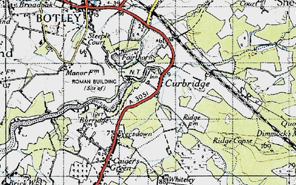 Old map of Curbridge in 1945