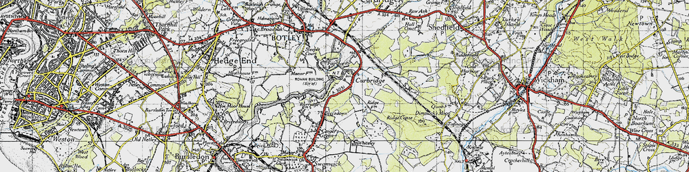 Old map of Curbridge in 1945