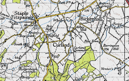 Old map of Curland Common in 1946