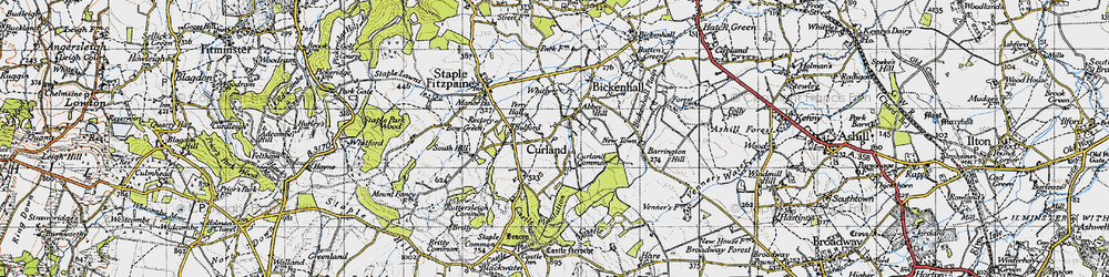 Old map of Curland Common in 1946