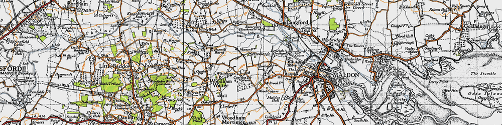 Old map of Woodlands in 1945