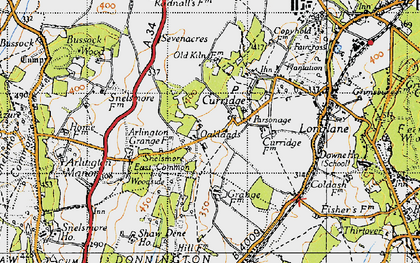 Old map of Woodside in 1945